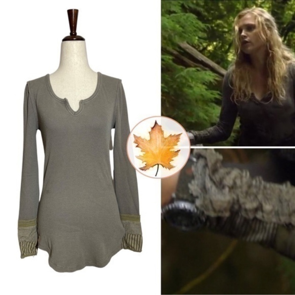 Free People • Kyoto Cuff Thermal Top Mushroom Khaki M ASO Clarke Griffin
